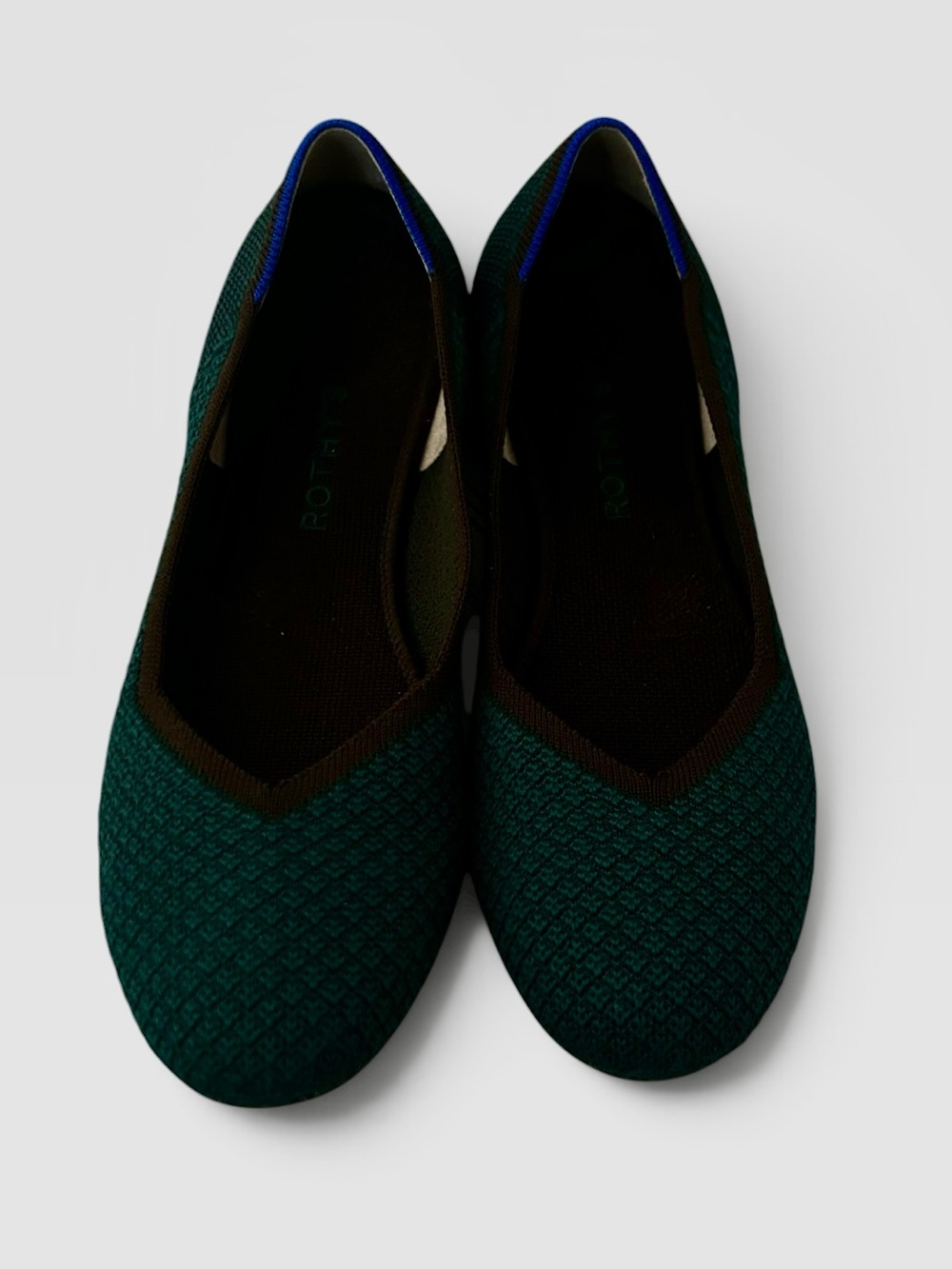 Rothy's The Flat Knit Rounded-Toe Ballet Flats Emerald Green Size 10 Rare